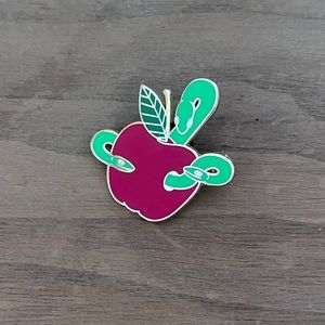 Apple and Worm Lapel Pin for Backpacks, Hats, etc